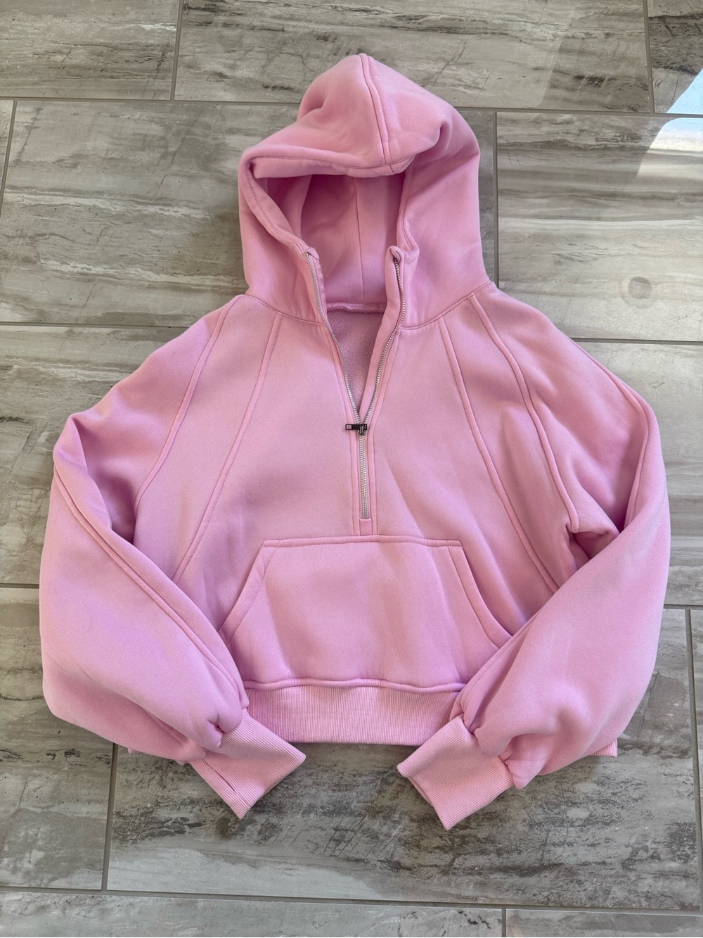 Women’s Pink Half-Zip Hooded Sweatshirt